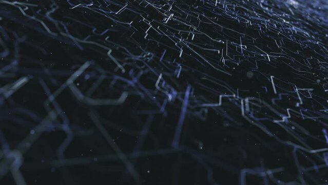 Abstract Digital Data Hitech Background/ 4k animation of an abstract high technology wallpaper background visual fx of data lines and particles zooming in with ambient occlusion and depth of field