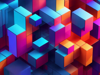 Colorful blocks gradient, Generative AI Illustration.