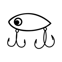 Fish lure isolated on white background. Сoncept of outdoors adventure, back to nature, recreation tourism.