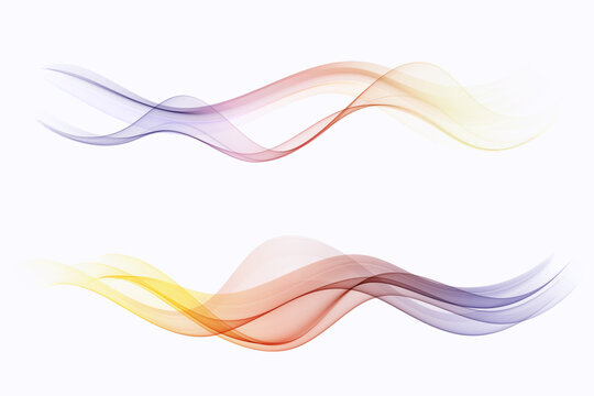 Smooth wave flow of transparent abstract wave color spectrum. Set of abstract design elements. © lesikvit