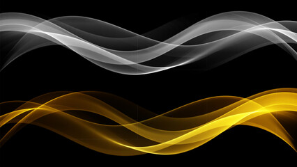 Gold and silver glowing, vector wave. Abstract wave flow.Design element.