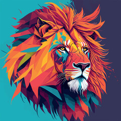 Lion color art, Vector illustration, Animal illustration, vector graphics, pop art style