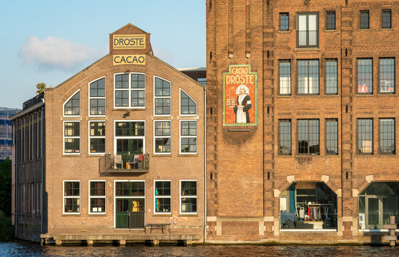 Haarlem, The Netherlands, 02.06.2023, The former factory of  dutch chocolate manufacturer Droste at the Spaarne river in Haarlem