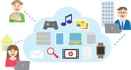 クラウド　イラストセット02　カラー　ふちなし