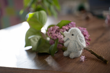 knitted toy baby elephant