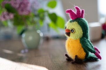 knitted toy parrot