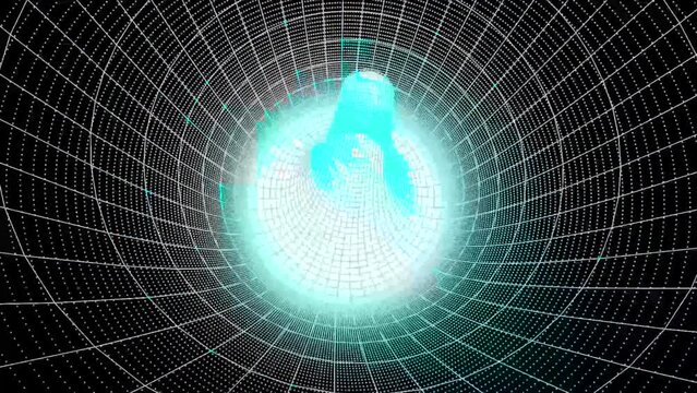 Futuristic wireframe geometry structure loop in video background. abstract background with wavy lines and a continuous loop