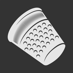 Sewing thimble isolated on dark background. Vector illustration