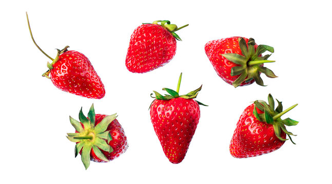 fresh strawberry mix isolated white or invisible background