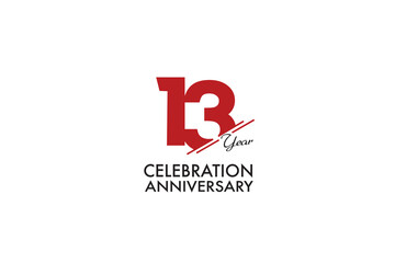 Obraz premium 13rd, 13 years, 13 year anniversary anniversary with red color isolated on white background, vector design for celebration vector