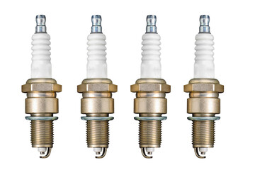 set of spark plugs top view
