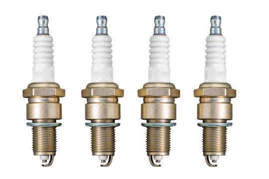 set of spark plugs top view