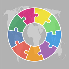 Diagram infographic for 9 steps, circle puzzle
