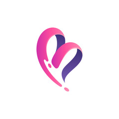 Heart letter M creative logo