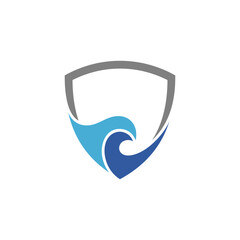 Shield frame logo with wave inside