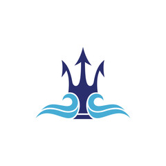 Trident and wave logo design concept © cahyo