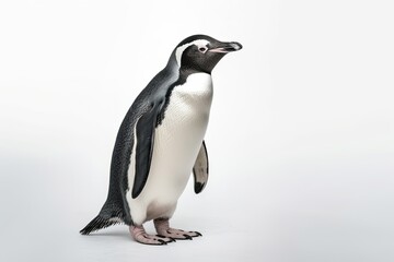 Little beautiful penguin isolated on white background. Generative AI