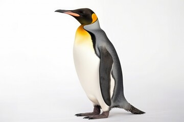 Large emperor penguin standing isolated on white background. Generative AI
