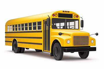 Plakat School bus isolated on white background. Generative AI
