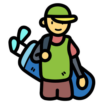 golfer carrying golf bag cartoon style clip art preview