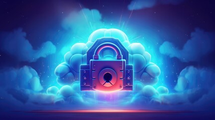 Naklejka premium Futuristic Padlock Technology Protecting 