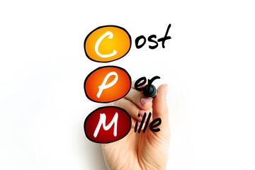 CPM - Cost Per Mile acronym, concept background