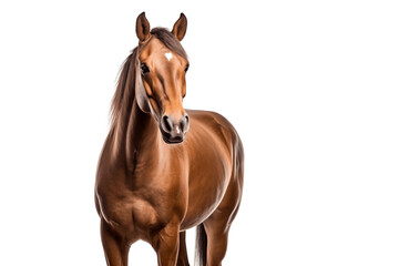 Horse Front Face Pose Isolated on White Background. Generative AI