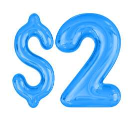 2 Dollar Sign Blue Balloon