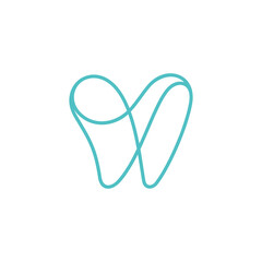 Minimalist tooth logo in one line style