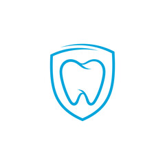 Dental protection logo with the concept of a tooth inside a shield