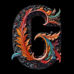 Fototapeta premium Generative ai. Capital letter G neon color on black background