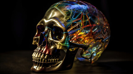 Biomechancial filament skull. Generative AI