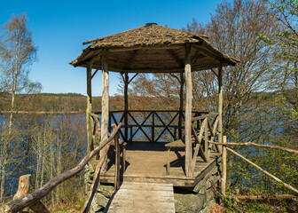 small hut overviewing the lake near gothenburg sweden