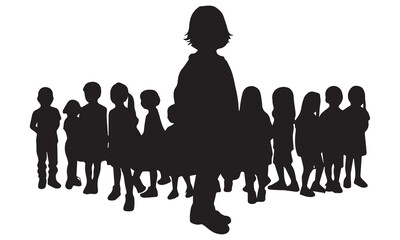 Children captain silhouette vector illustration