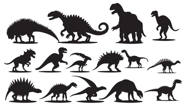 A set of silhouette dinosaur vector illustration 