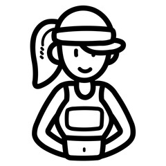 woman runner line icon style