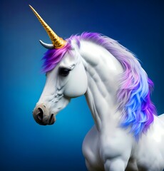 Obraz na płótnie Canvas illustration of Unicorn, Mythical Creature. - Horse with Horn - Ai