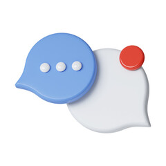 3d Two bubble talk or comment sign symbol. icon isolated on white background. 3d rendering illustration. Clipping path.