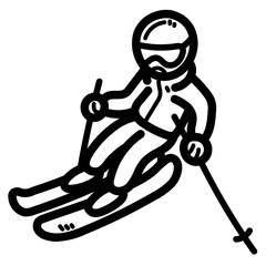 skiing line icon style