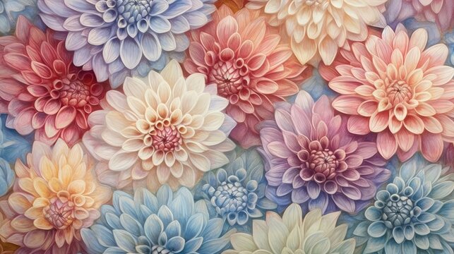 Vibrant Dahlias Painted in Watercolor