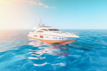 Fototapeta na wymiar Sailing Serenity: Realistic Image of a Yacht Floating on Water