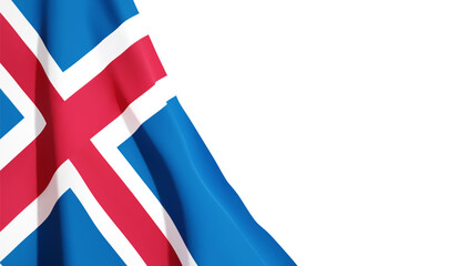 Flag of Iceland on background of sunset sky. EPS10 vector