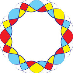 Abstract colored twisted round frames set bright festival design elements