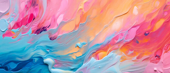Abstrakter Acrylöl, Gouache, Farbhintergrund, lebendige, schöne, leuchtende, mehrfarbige Mischtextur. Schichtmustertechnik. Kreative dekorative Kunst. Generiert mit KI