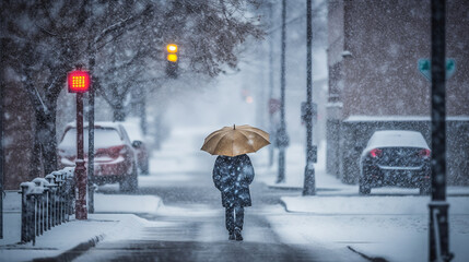 A Pedestrians Struggle Through a Treacherous Snowstorm. Generative AI