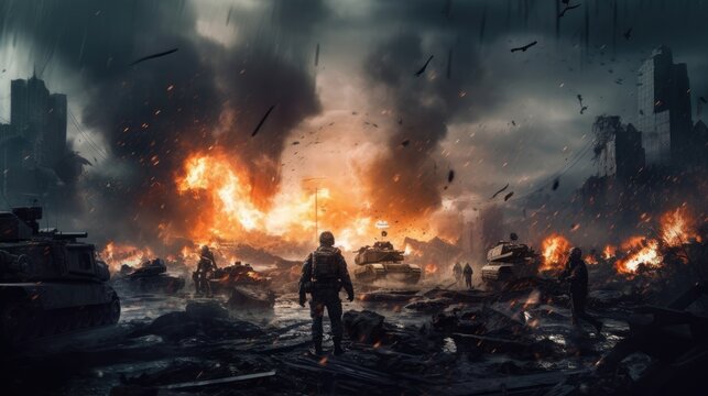  the soldiers fight on the battlefield of world war II