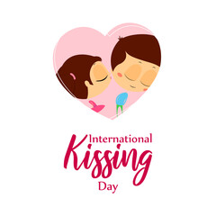 Vector illustration of International Kissing Day social media story feed mockup template