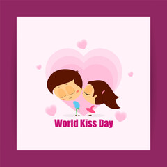 Vector illustration of International Kissing Day social media story feed mockup template