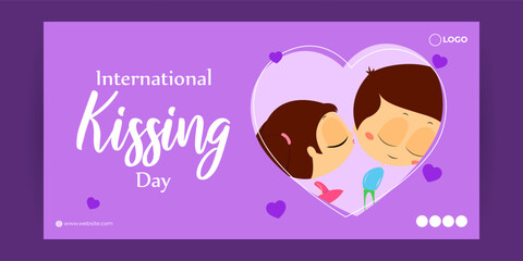 Vector illustration of International Kissing Day social media story feed mockup template
