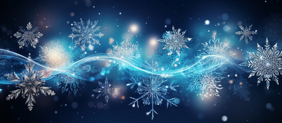 Fototapeta na wymiar Snowflake background banner illustration for winter-themed designs seasonal promotions. Generative AI.